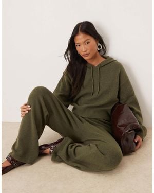 JDY Petite Slouchy Knitted Hoodie Co-ord - Brown