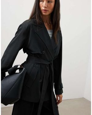 NA-KD Belted Short Trenchcoat - Black