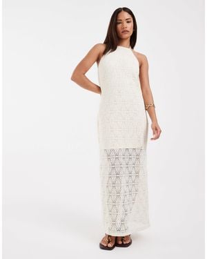 Vero Moda Stretch Lace Halter Maxi Dress - White