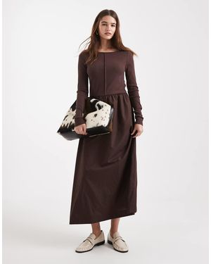 Threadbare Midi-Jurk Met Boothals En Naaddetail - Wit