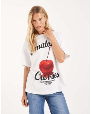 ASOS Oversized T-Shirt Met Anatolia-Kersenprint - Wit