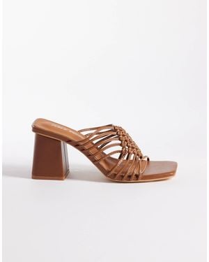 Public Desire Woven Block Heeled Sandals - Brown