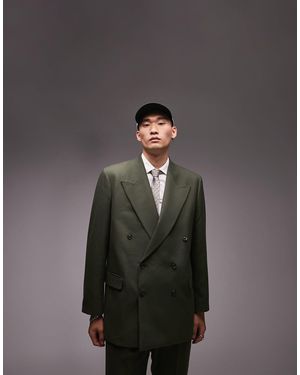 TOPMAN Double Breasted Six Button Oversized Boxy Warmhandle Suit Jacket - Grey