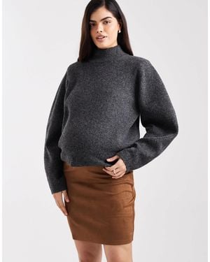 Vero Moda Stretch Faux Suede Mini Skirt - Gray