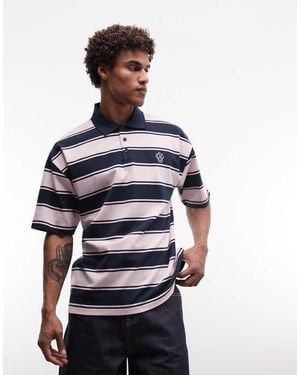 ASOS Relaxed Rugby Polo With Pique Fabric - Blue