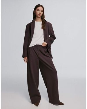 Bershka Double Fabric Voluminous Trousers - Brown