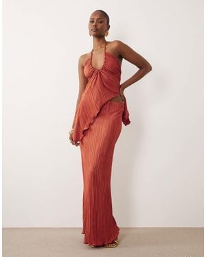 ASOS Co-Ord Plisse Maxi Skirt - Orange