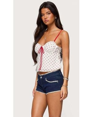 Edikted Contrast Polka Dot Cupped Chiffon Top - Blue