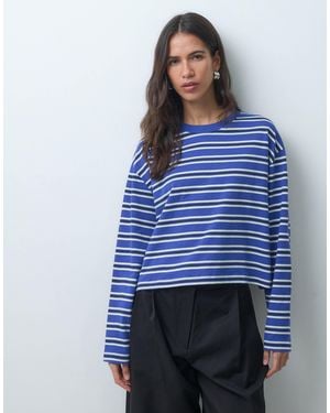 ASOS Long Sleeve Boxy Cropped T-Shirt - Blue