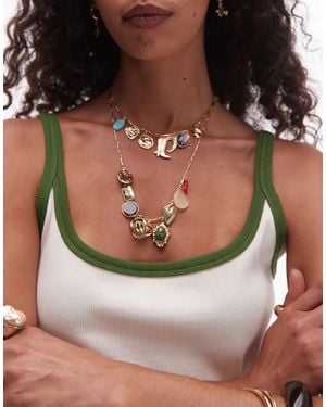 TOPSHOP Nida Multi Chain Charm Necklace - Metallic
