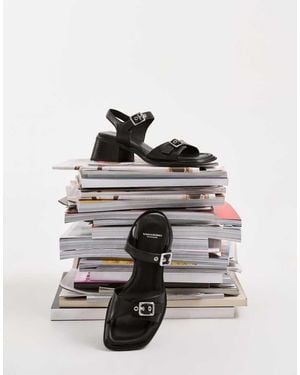 Vagabond Shoemakers Shoemakers Ines Leather Buckle Heeled Sandals - Grey