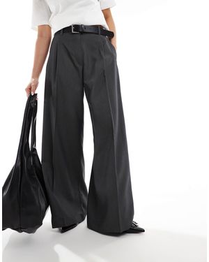 Monki High Waist Wide Leg Tailored Pants - Black