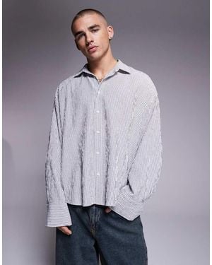 ASOS Oversized Gestreept Overhemd Van Seersucker - Grijs
