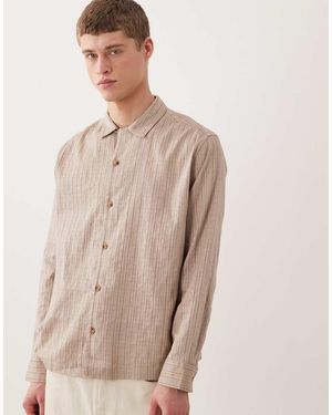 ASOS Relaxed Revere Textured Shirt - Natural
