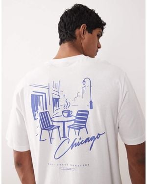 Only & Sons Oversized T-shirt With Chicago Back Print - White