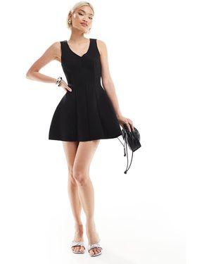 Monki Cinched Waist Mini Dress - Black