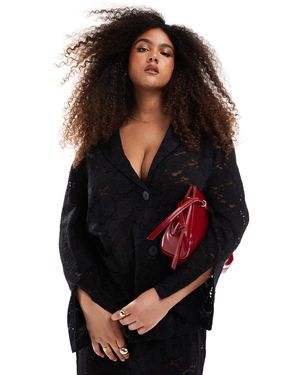 Renee Studio Plus x michelle nayla – exklusiver oversize-blazer aus spitze - Schwarz