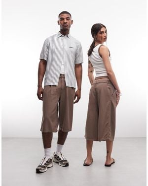 Collusion Unisex Longline Jorts - Brown