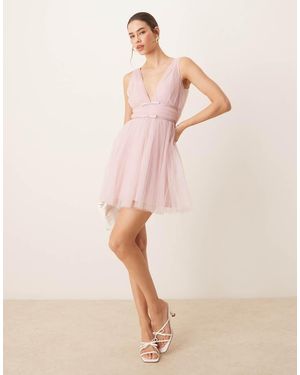 LACE & BEADS Mini-Jurk Van Tule Met Strikjes - Roze