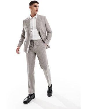 River Island Slim Linen Suit Trousers - White