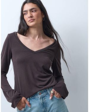 Monki V-neck Long Sleeve Top Co-ord - Grey