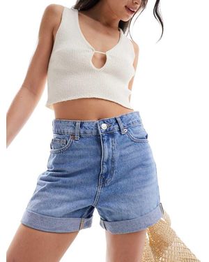 Mango Mom Shorts Risvoltati - Blu