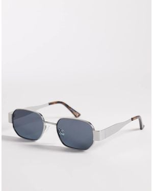Reclaimed Vintage Built Up Wire Frame Sunglasses With Lens - Blue