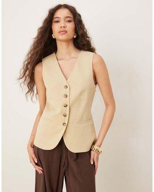 Jdy Longline Textured Waistcoat - Natural