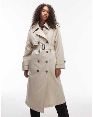 TOPSHOP Longline Trench Coat With Detachable Borg Lining - Natural