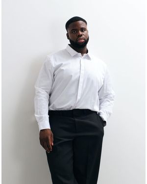 ASOS Slim Easy Iron Stretch Sateen Shirt - White