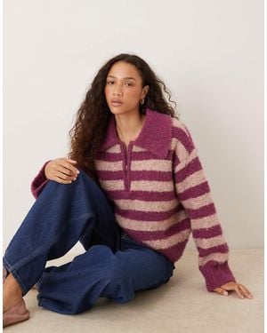 Vrg Grl Chunky Striped Collar Sweater - Blue