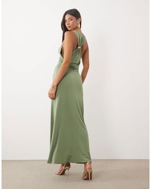 ASOS Column Maxi Dress With Trim Back Detail - Green