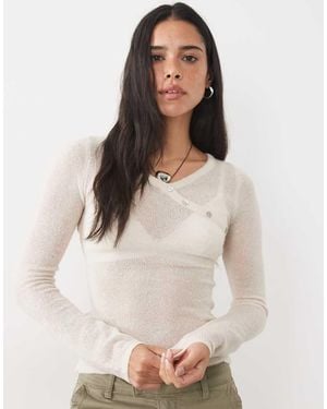 Motel Elanur Sheer Knit Top - White