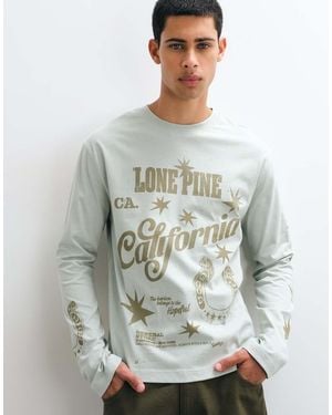 ASOS T-Shirt Ampia Rilassata A Maniche Lunghe Con Grafica Chiaro - Grigio