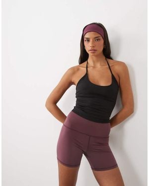 4505 Top Lencero De Tacto Suave Con Cuello Halter Y Sujetador Interior En - Morado