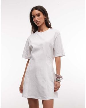 Monki Vestito T-Shirt Corto Sagomato - Bianco