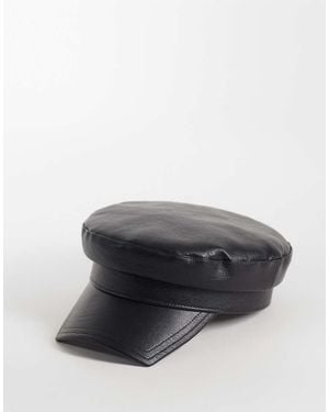 ASOS Gorra Baker Boy Efecto Cuero Negra - Gris