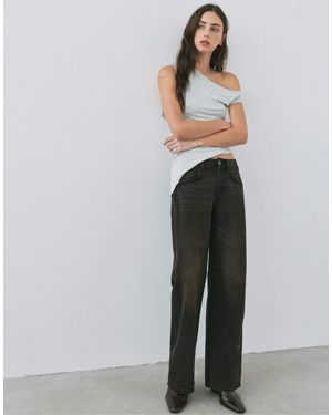 Pull&Bear Petite jeans mit niedrigem bund und geradem bein - Grau