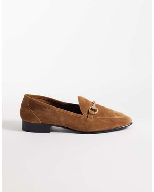 Mango Leren Loafers Met Gouden Hardware - Bruin