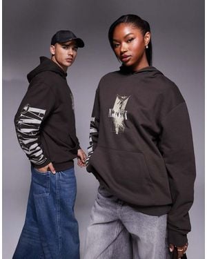 ASOS Oversized Hoodie With Nirvana Prints - Black