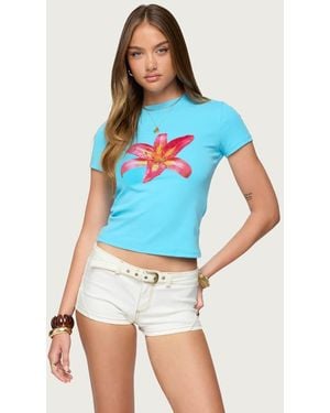 Edikted Daylily T Shirt - Blue