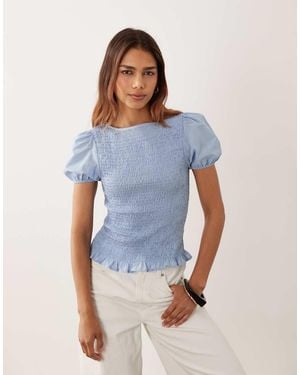 ASOS Top Met Smok En Lange Mouwen - Blauw