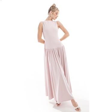 Abercrombie & Fitch Sleevless Drop Waist Midi Dress - Pink