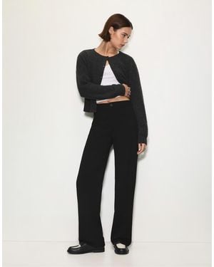 Pull&Bear Smart High Waist Straight Leg Trousers - White