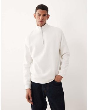 ASOS Essential Quarter Zip Sweatshirt - White