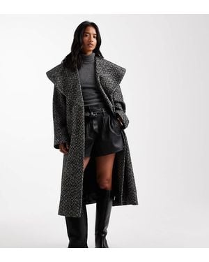 Miss Selfridge Cappotto Elegante A Portafoglio A Spina Di Pesce Con Collo Sciallato - Nero