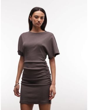 Noisy May Cinch Waist T-shirt Mini Dress - Brown
