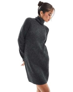 Pieces Vestito Maglia Corto Scuro Con Collo Alto - Blu
