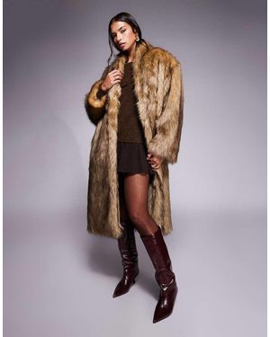 Aria Cove Abrigo Largo Extragrande Sin Solapas De Piel Sintética De - Marrón