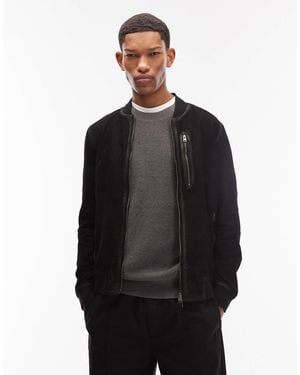 AllSaints Kemble Suede Bomber Jacket - Black